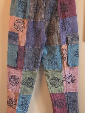 Rhea Costa Patchwork Multicolor Straight-Leg Pants